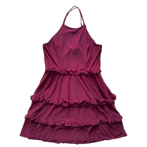 Halter Neck Ruffle Layered Pink Dress - Size M - Picture 1 of 9